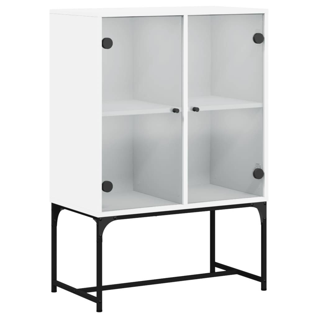 vidaXL Beistellschrank mit Glastüren Weiß 69x37x100 cm