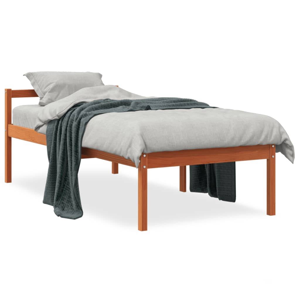 vidaXL Seniorenbett Wachsbraun 90x190 cm Massivholz Kiefer