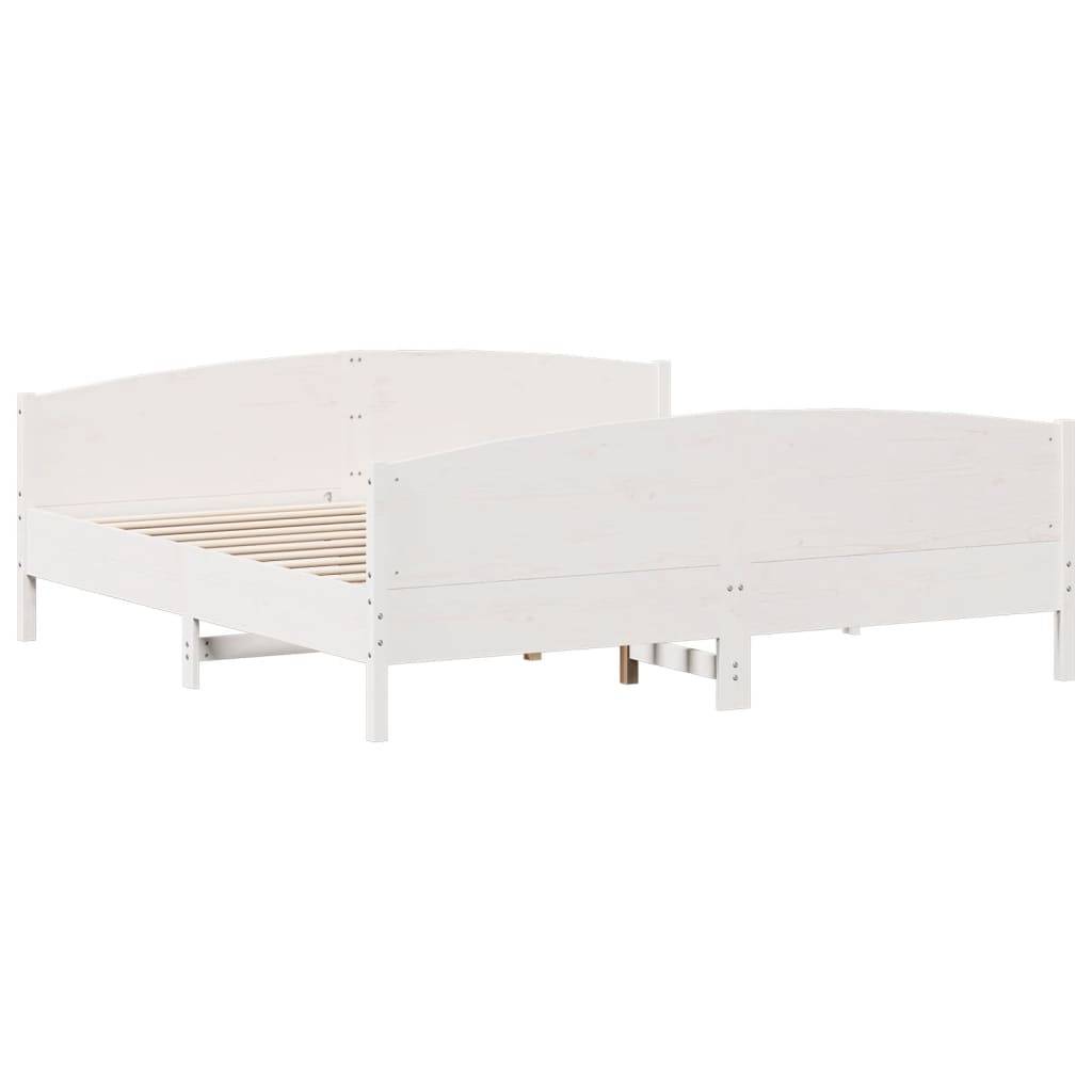 vidaXL Massivholzbett ohne Matratze Weiß 180x200 cm Kiefernholz
