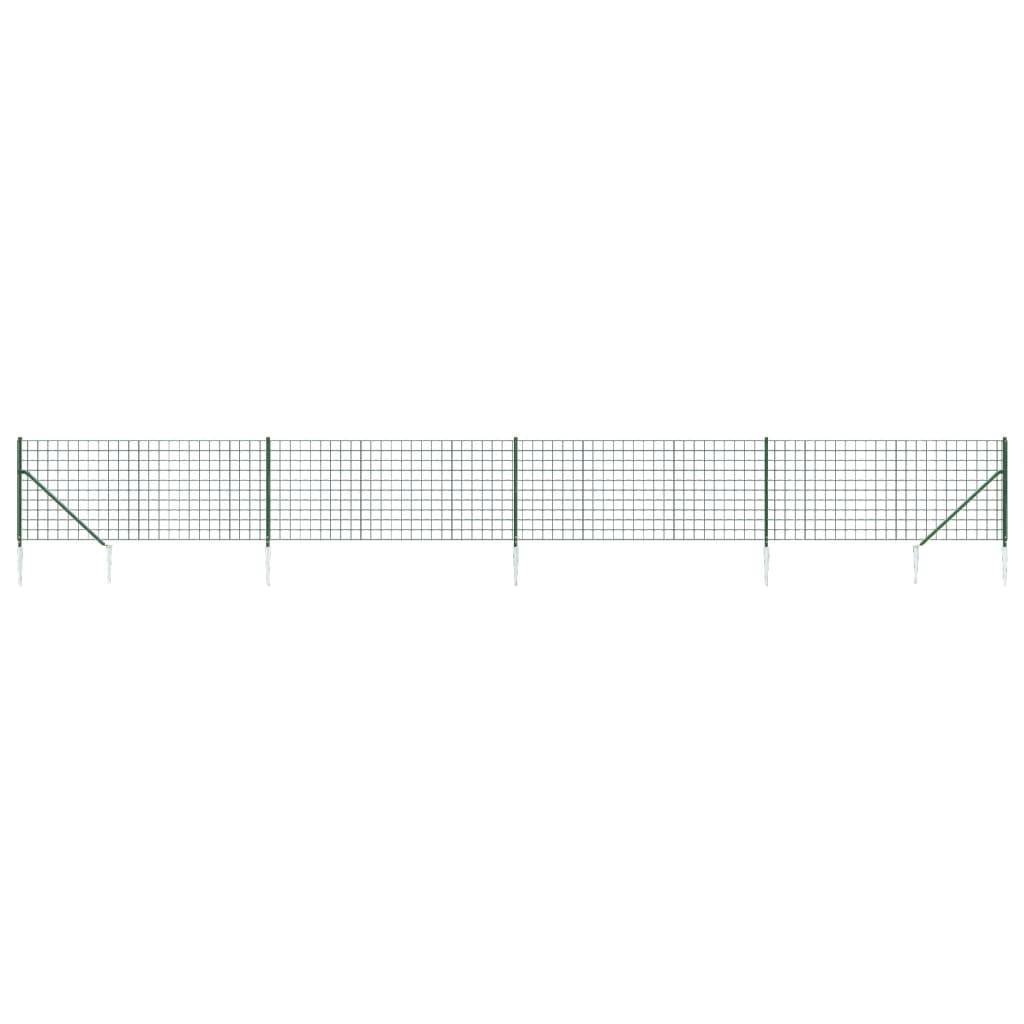 vidaXL Maschendrahtzaun mit Bodenhülsen Grün 1x10 m