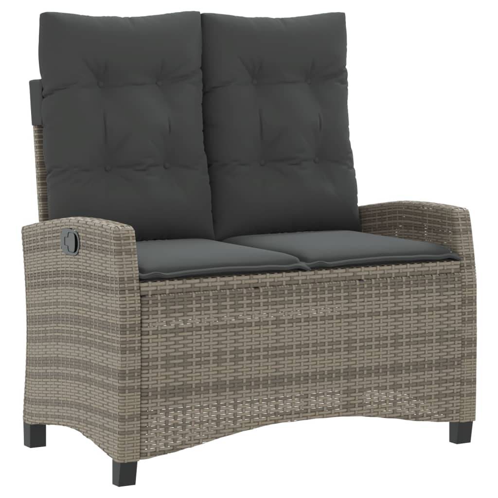 vidaXL 2-tlg. Garten-Essgruppe mit Kissen Grau Poly Rattan