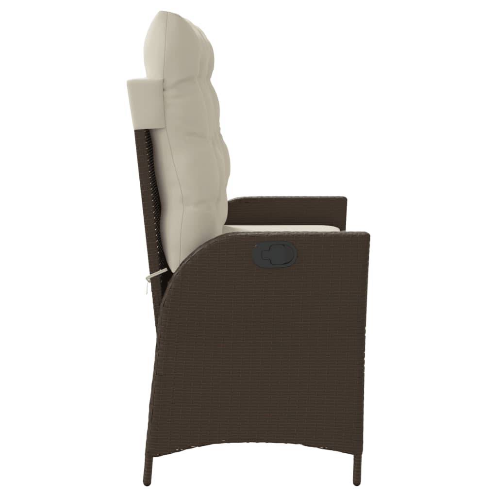 vidaXL Gartenbank Verstellbar mit Kissen Braun Poly Rattan
