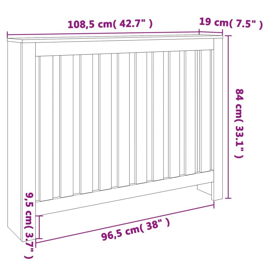 vidaXL Heizkörperverkleidung Wachsbraun 108,5x19x84cm Massivholz