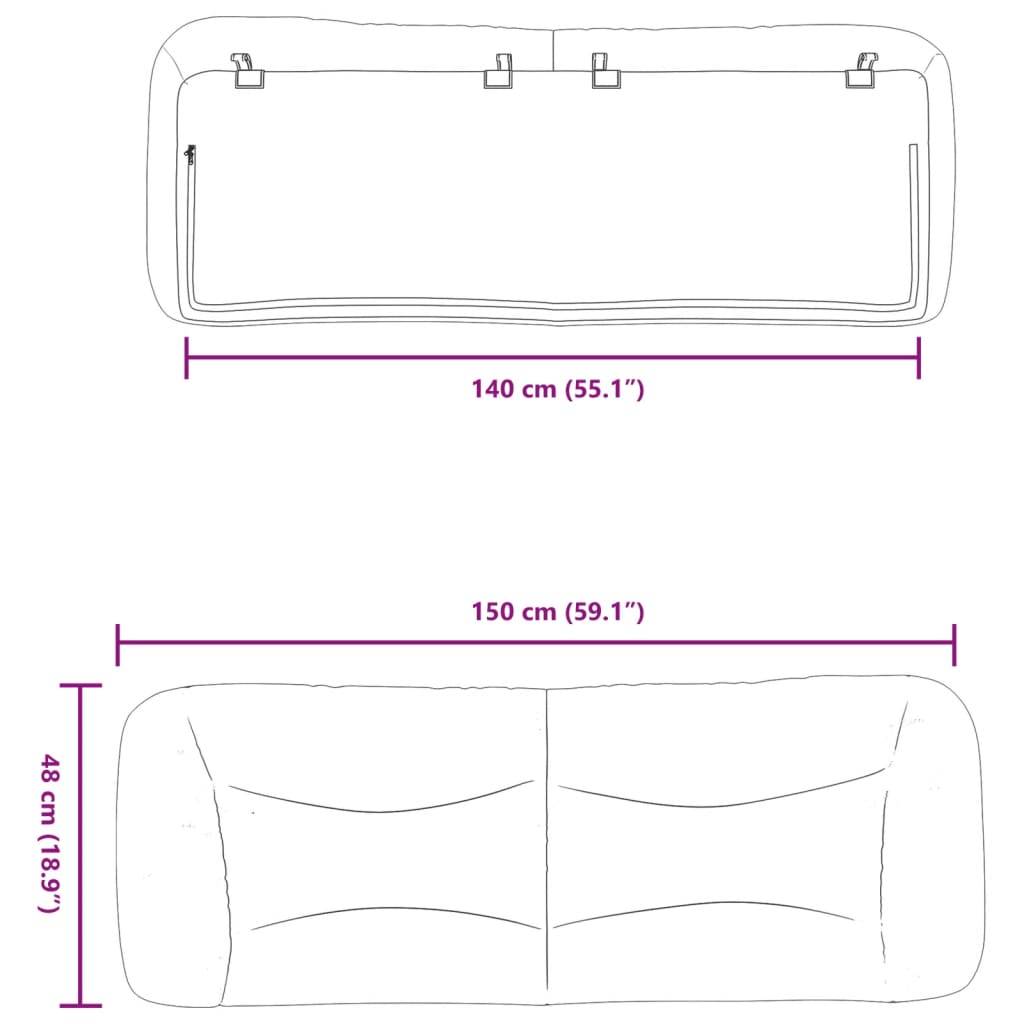 vidaXL Kopfteil-Kissen "Hvar" Blau 140 cm Stoff