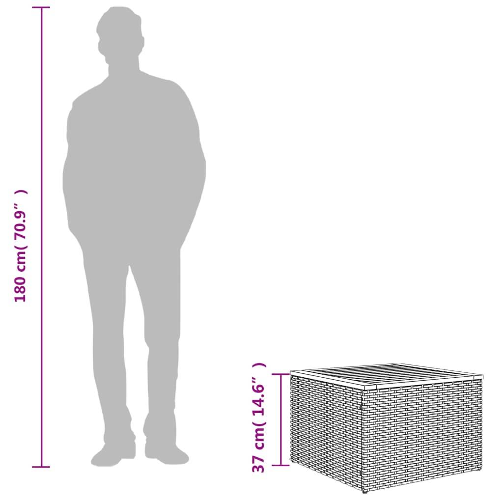 vidaXL Gartentisch Grau 55x55x37 cm Poly Rattan und Akazienholz