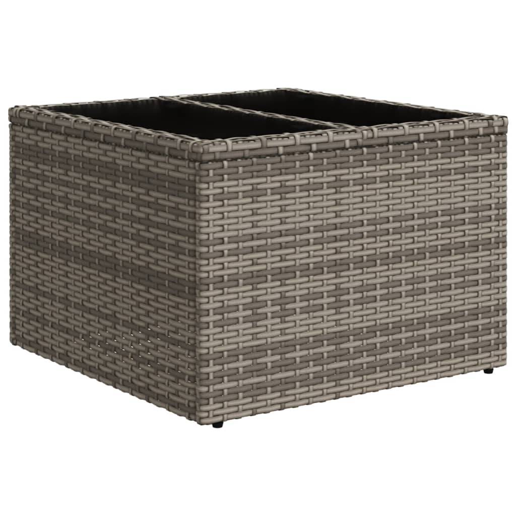 vidaXL Gartentisch mit Glasplatte Grau 55x55x37 cm Poly Rattan