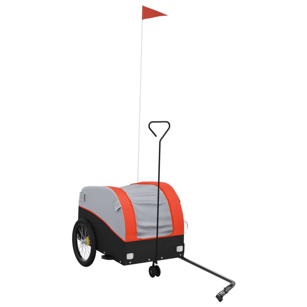 vidaXL Fahrradanhänger Schwarz und Orange 30 kg Eisen