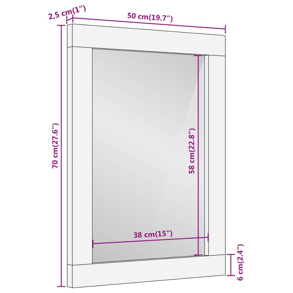 vidaXL Badspiegel 50x70x2,5 cm Massivholz Akazie und Glas