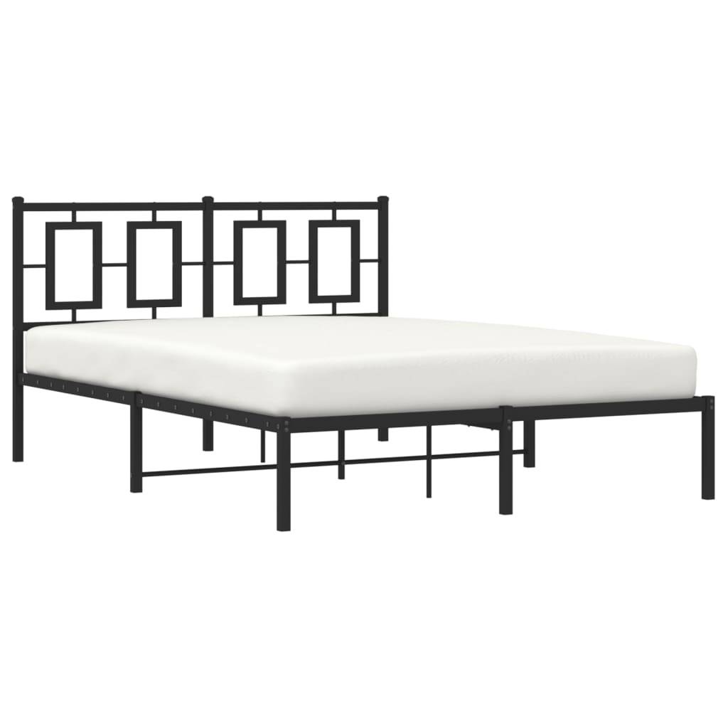 vidaXL Bettgestell mit Kopfteil Metall Schwarz 135x190 cm