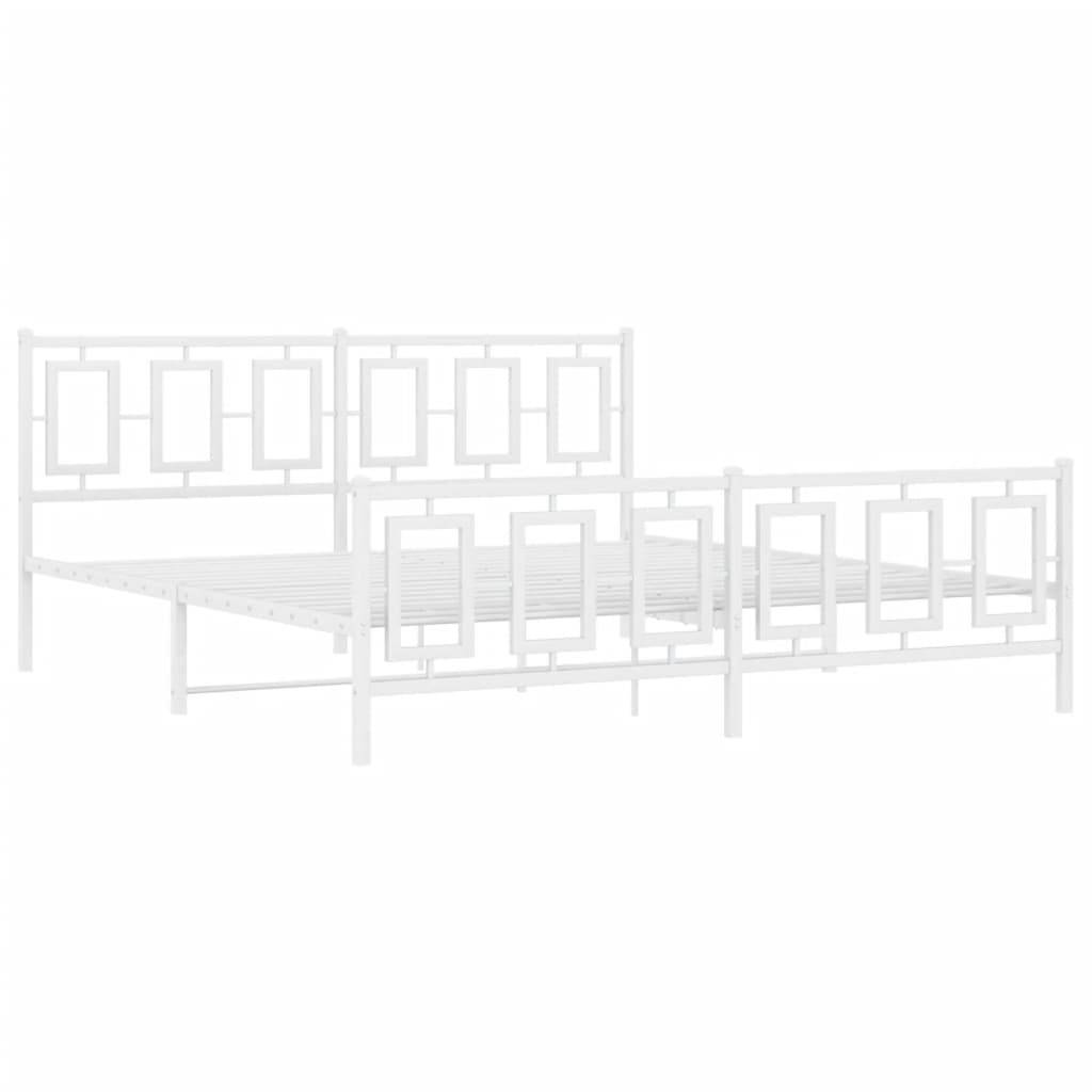 vidaXL Bettgestell mit Kopf- und Fußteil Metall Weiß 180x200 cm