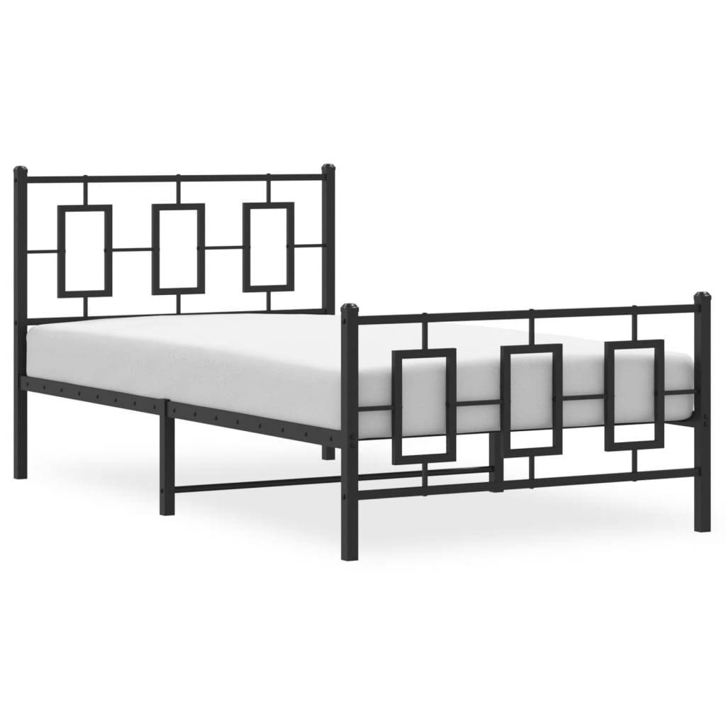 vidaXL Bettgestell mit Kopf- und Fußteil Metall Schwarz 100x200 cm