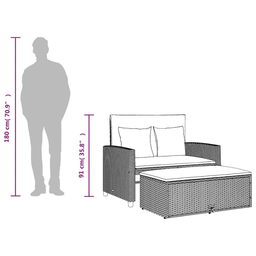 vidaXL Gartensofa mit Kissen 2-Sitzer Beige Poly Rattan