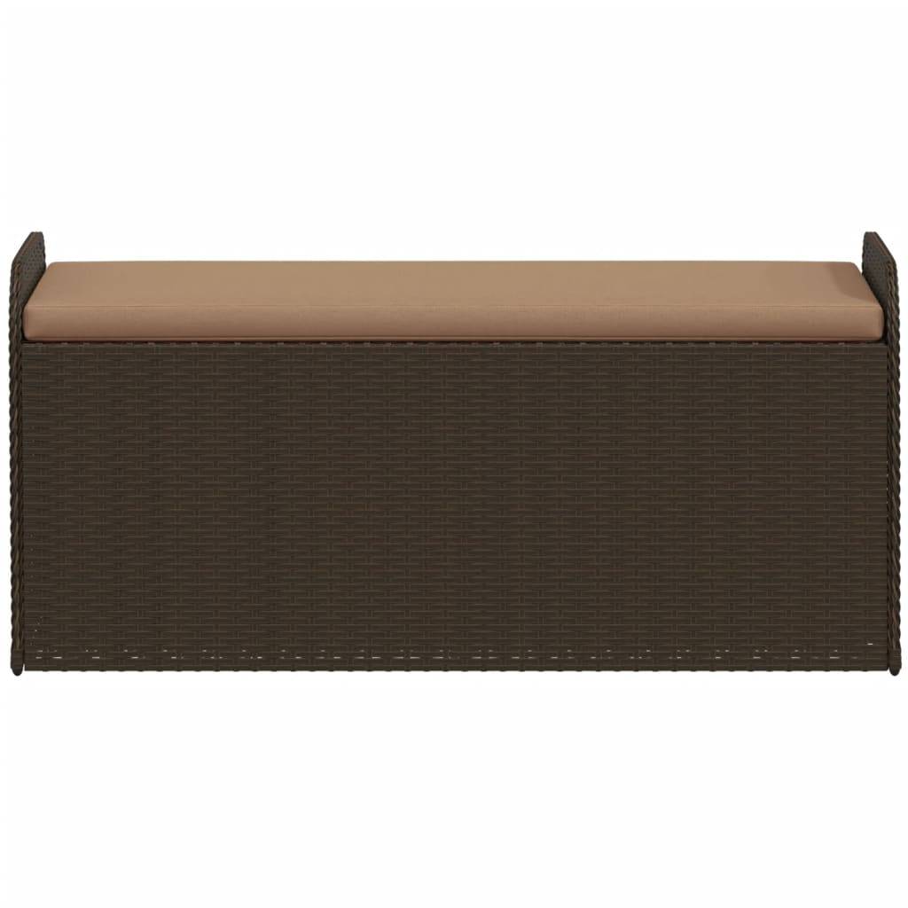 vidaXL Sitzbank mit Stauraum & Kissen Braun 115x51x52 cm Poly Rattan
