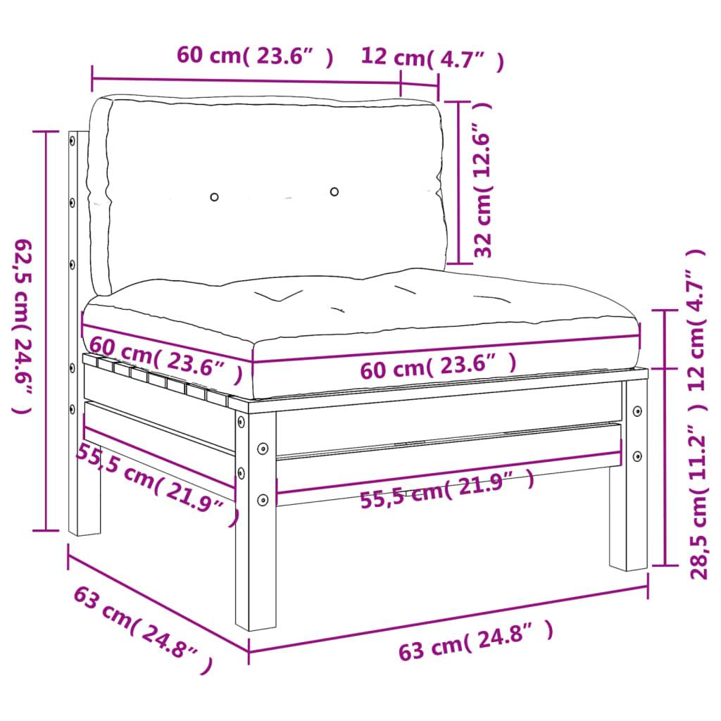vidaXL Gartensofa ohne Armlehnen mit Kissen Kiefernholz