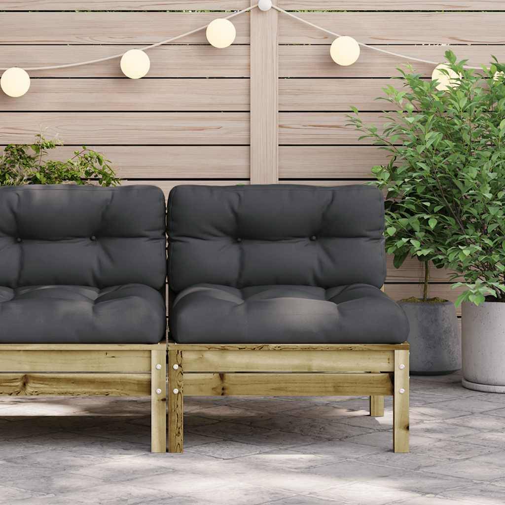 vidaXL Gartensofa ohne Armlehnen mit Kissen Kiefernholz