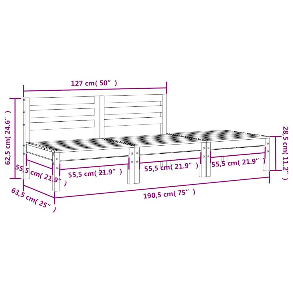 vidaXL Gartensofa 3-Sitzer Massivholz Kiefer
