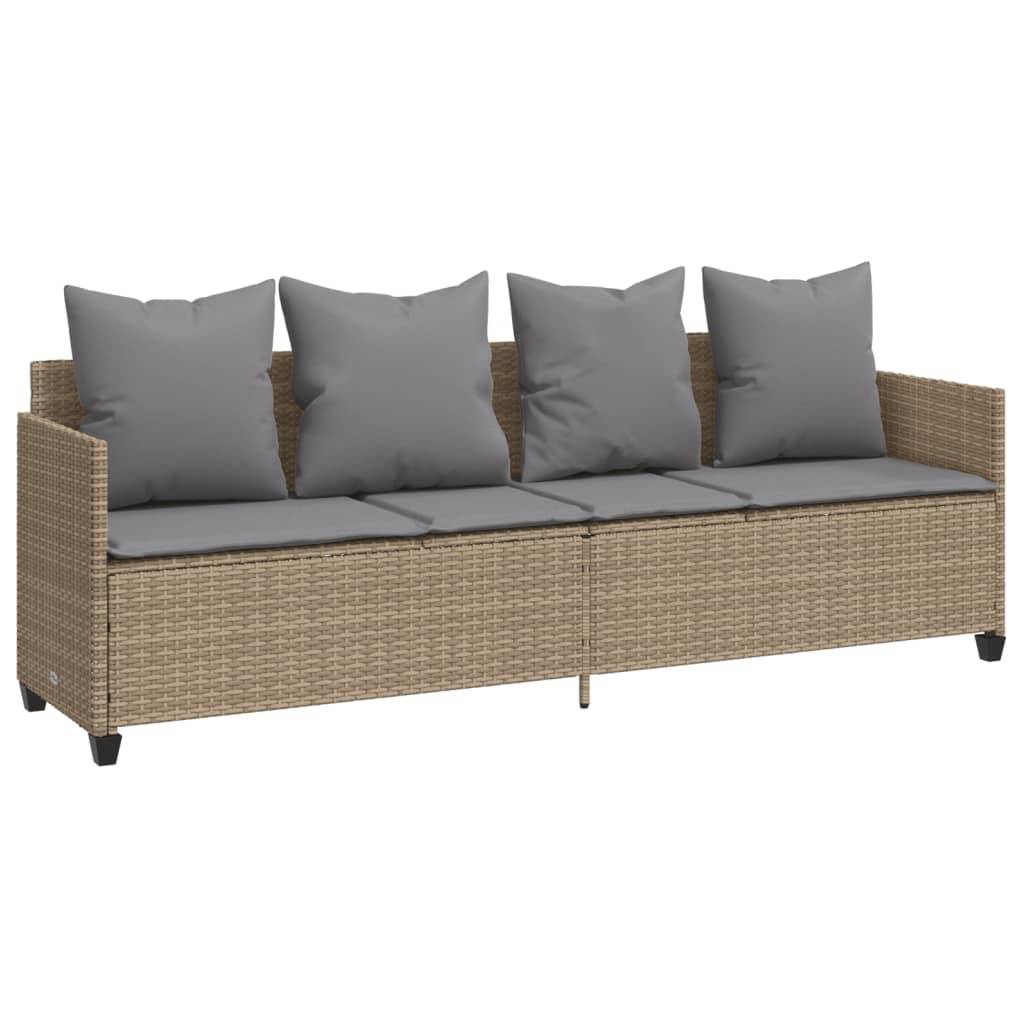 vidaXL 5-tlg. Garten-Sofagarnitur mit Kissen Beige Poly Rattan