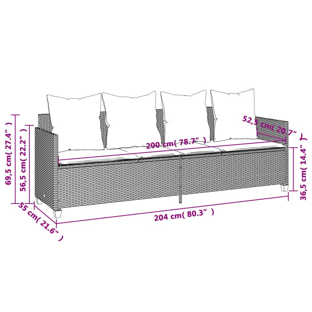vidaXL Sonnenliege mit Kissen Beige Poly Rattan
