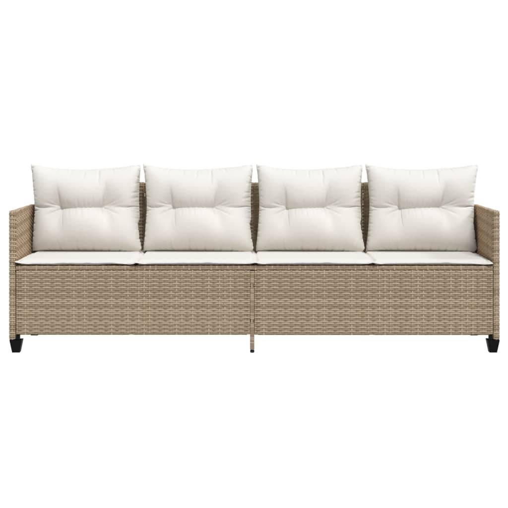 vidaXL Sonnenliege mit Kissen Beige Poly Rattan