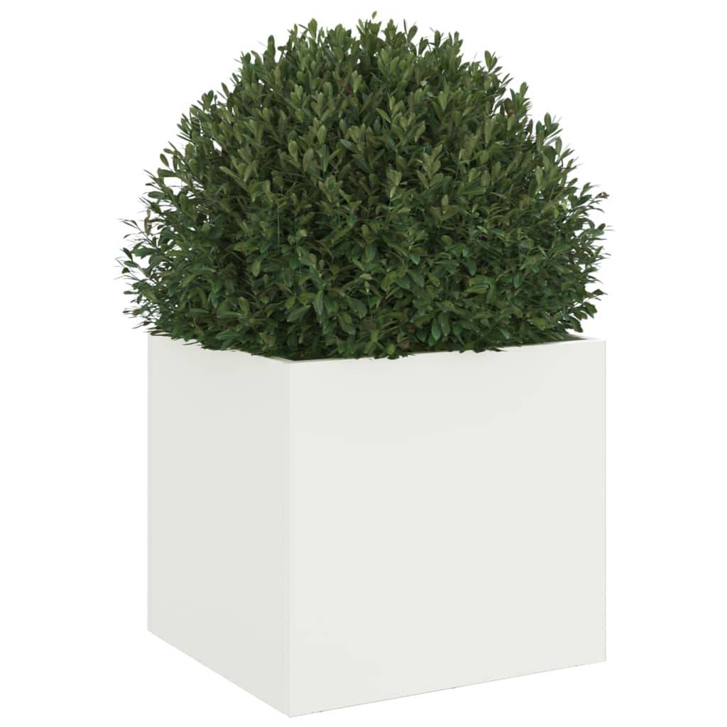 vidaXL Pflanzkübel Weiß 32x30x29 cm Stahl