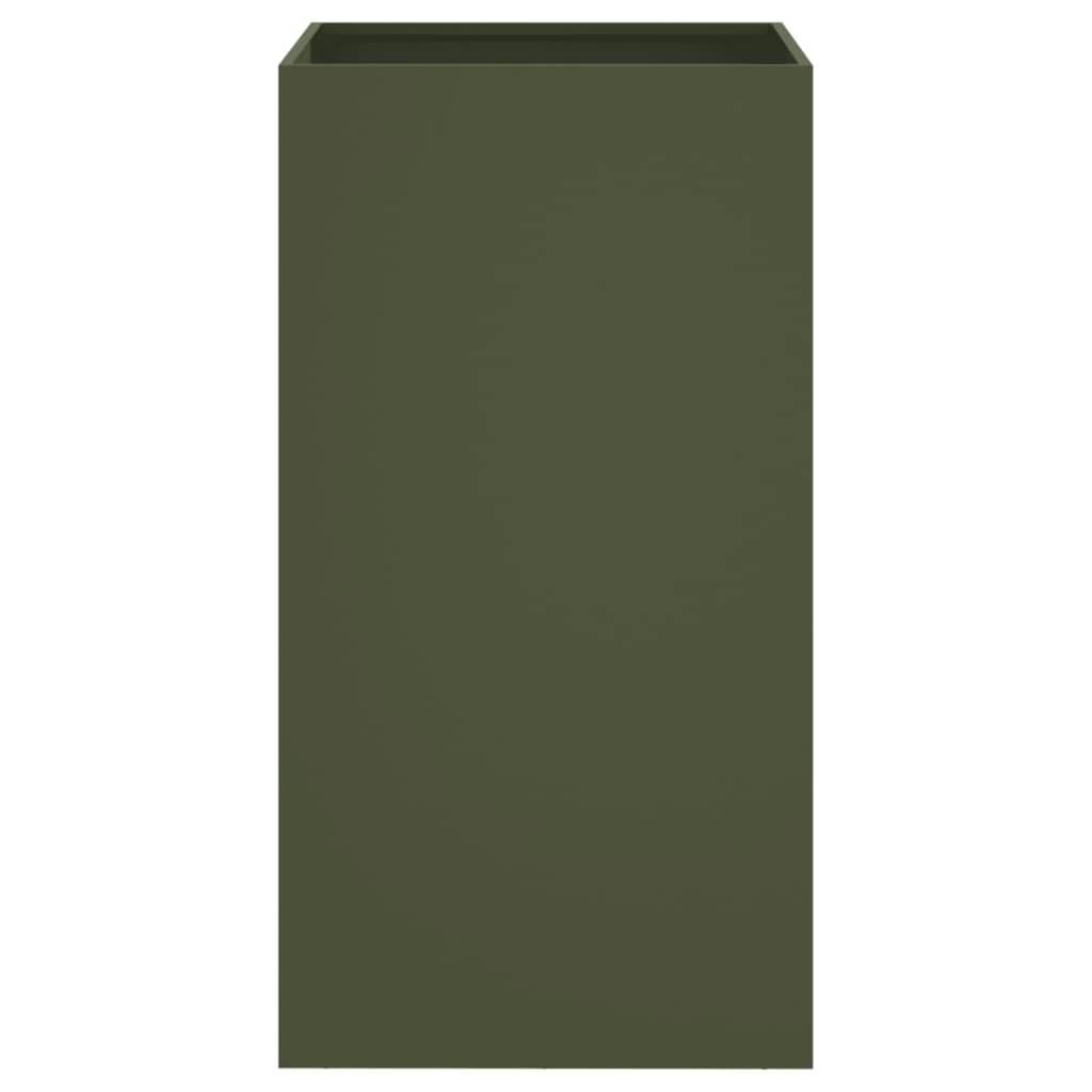 vidaXL Pflanzkübel Olivgrün 42x38x75 cm Stahl