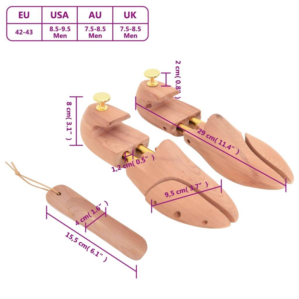 vidaXL Schuhspanner mit Schuhlöffel EU 42-43 Massivholz Zeder