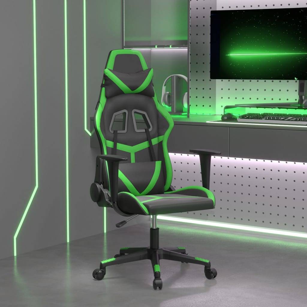 vidaXL Gaming-Stuhl mit Massagefunktion Schwarz und Grün Kunstleder