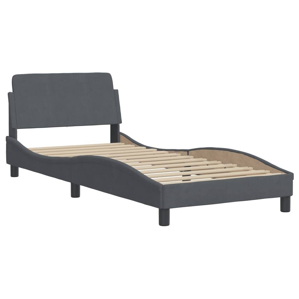 vidaXL Bett mit Matratze "Hanko" Dunkelgrau 80x200 cm Samt