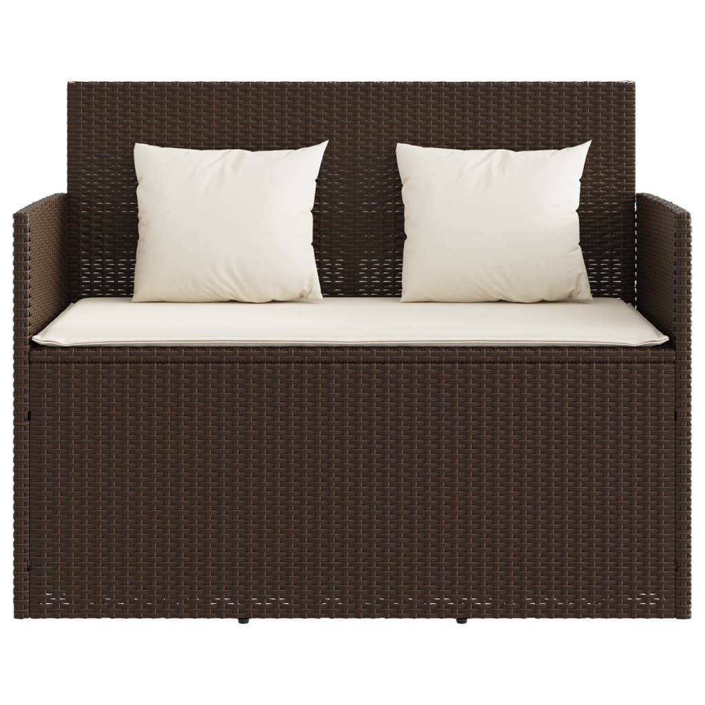 vidaXL Gartenbank mit Kissen Braun Poly Rattan