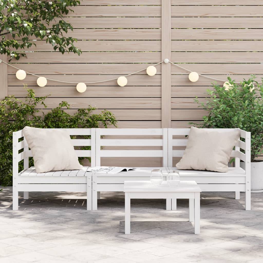 vidaXL Gartensofa 3-Sitzer Weiß Massivholz Kiefer