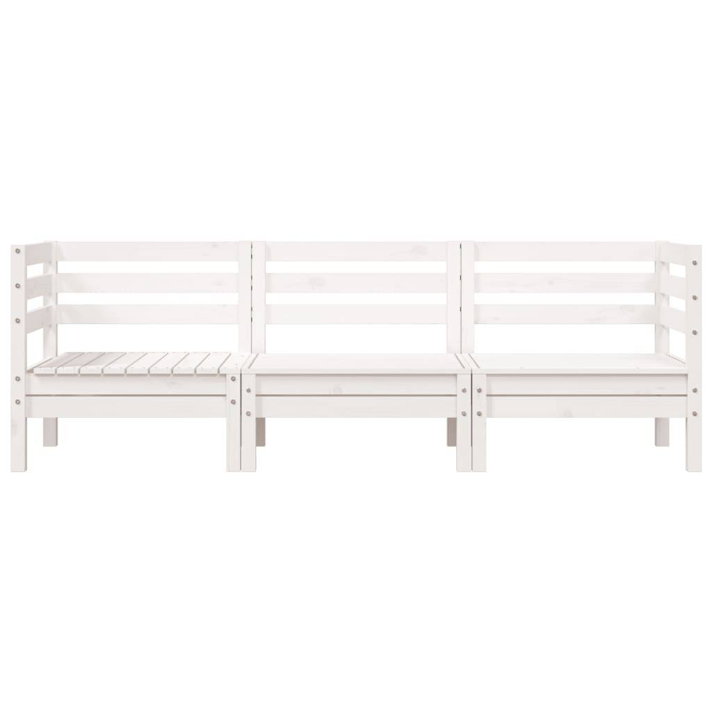vidaXL Gartensofa 3-Sitzer Weiß Massivholz Kiefer