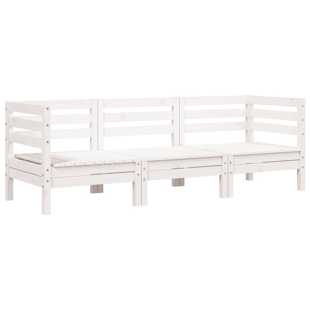 vidaXL Gartensofa 3-Sitzer Weiß Massivholz Kiefer