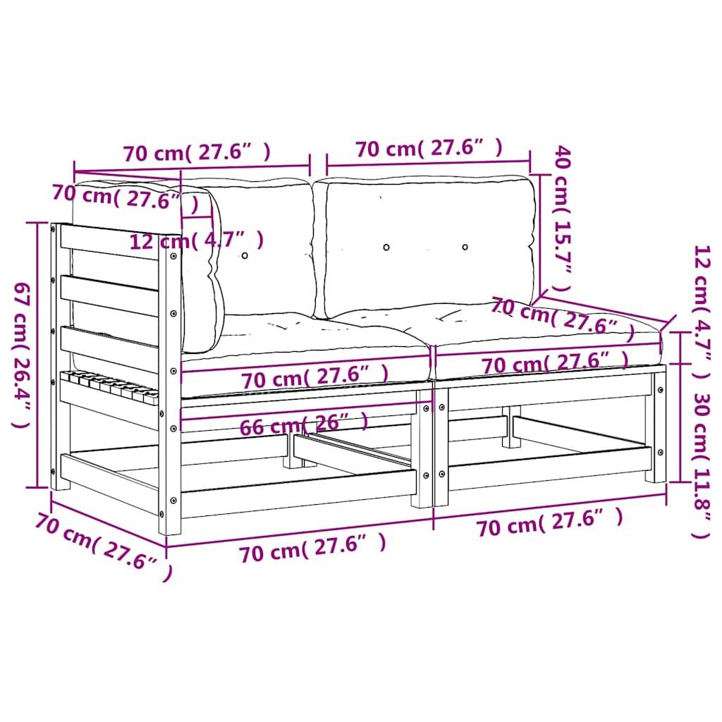 vidaXL Gartensofa mit Kissen 2-Sitzer Kiefernholz Imprägniert