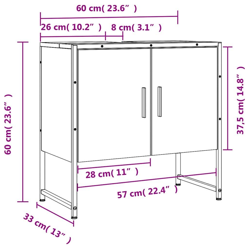 vidaXL Waschbeckenunterschrank Braun Eichen-Optik 60x33x60 cm
