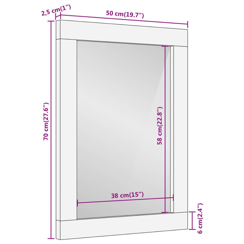vidaXL Badspiegel 50x70x2,5 cm Massivholz Mango und Glas