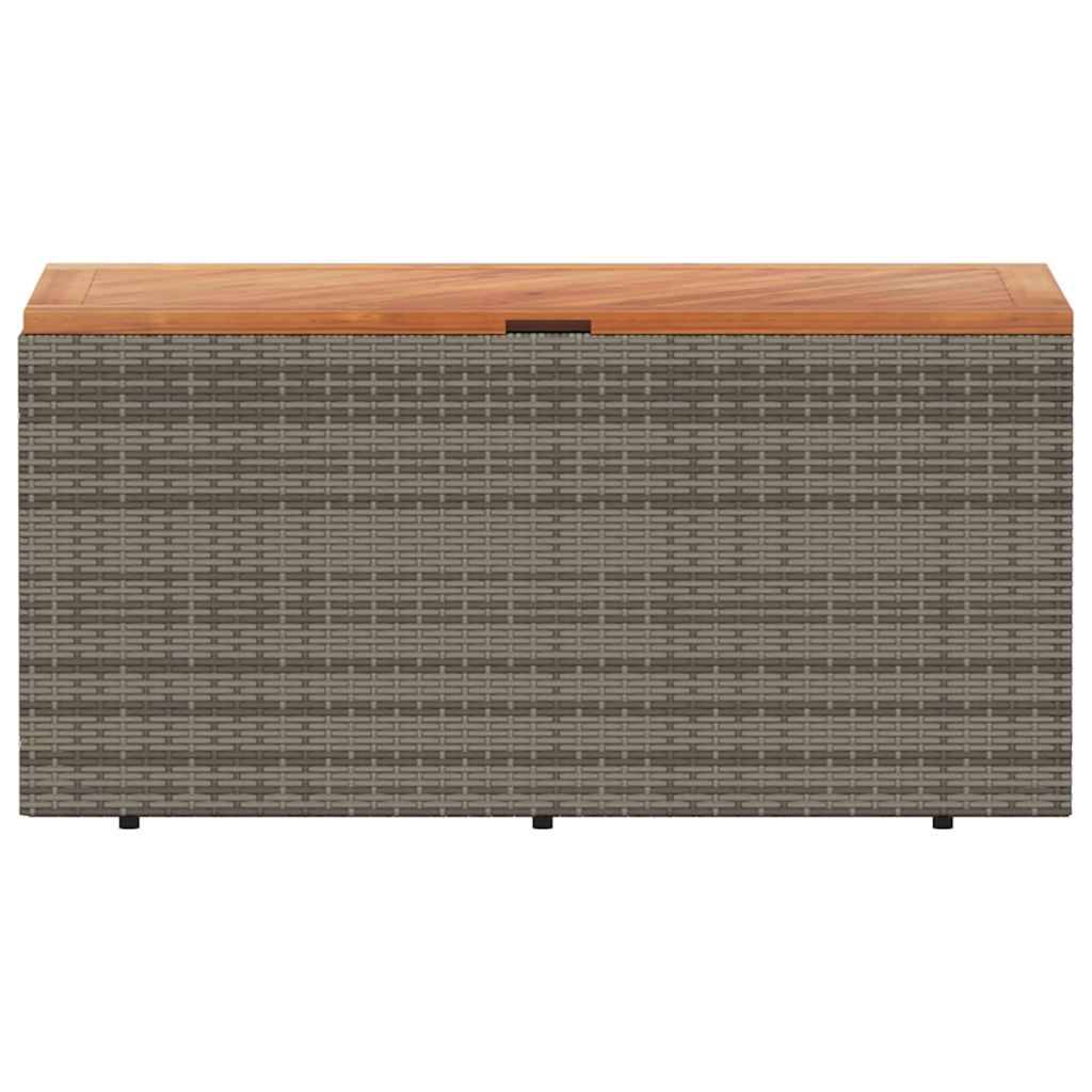 vidaXL Gartentruhe Grau 110x50x54 cm Poly Rattan Akazienholz