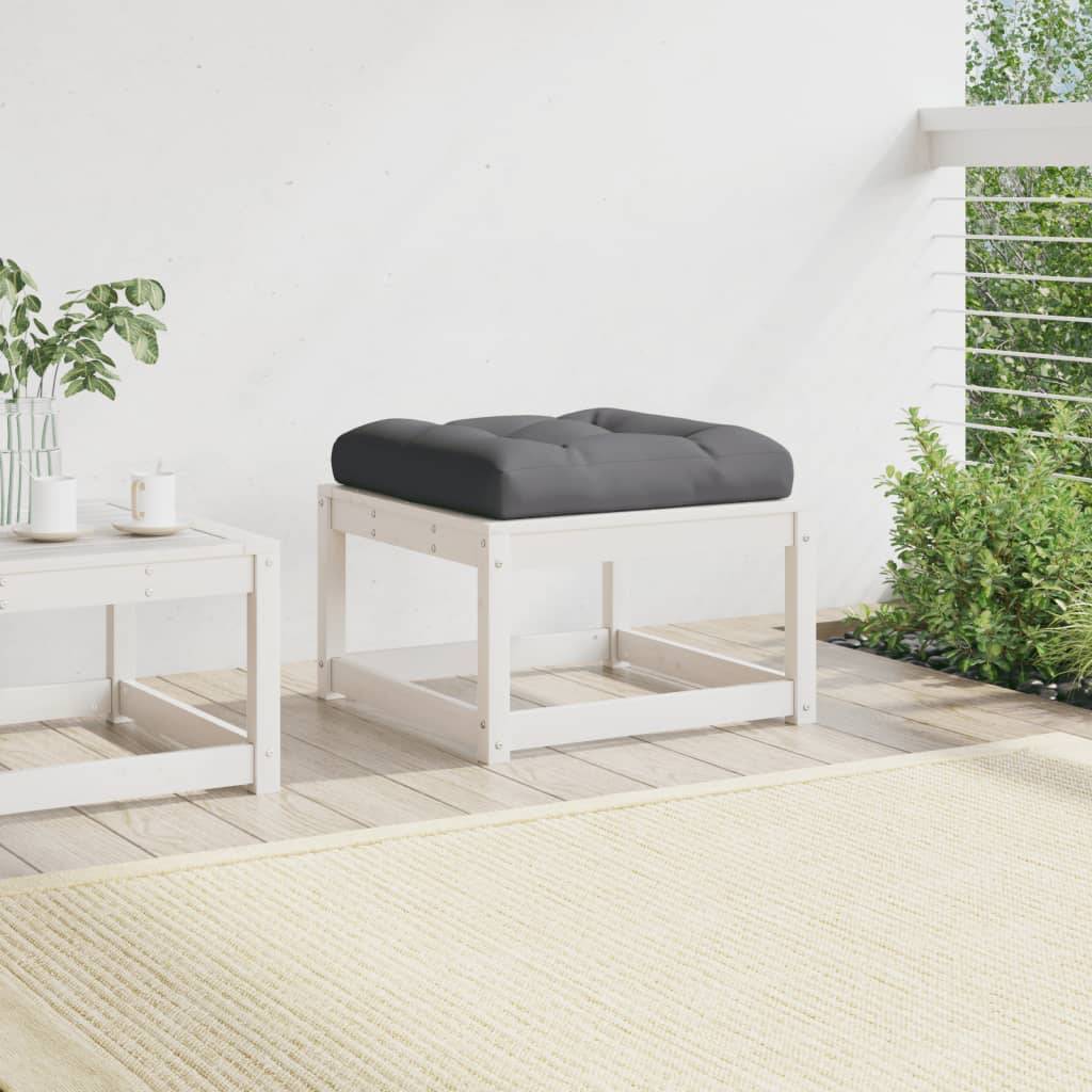 vidaXL Gartenhocker mit Kissen Weiß Massivholz Kiefer