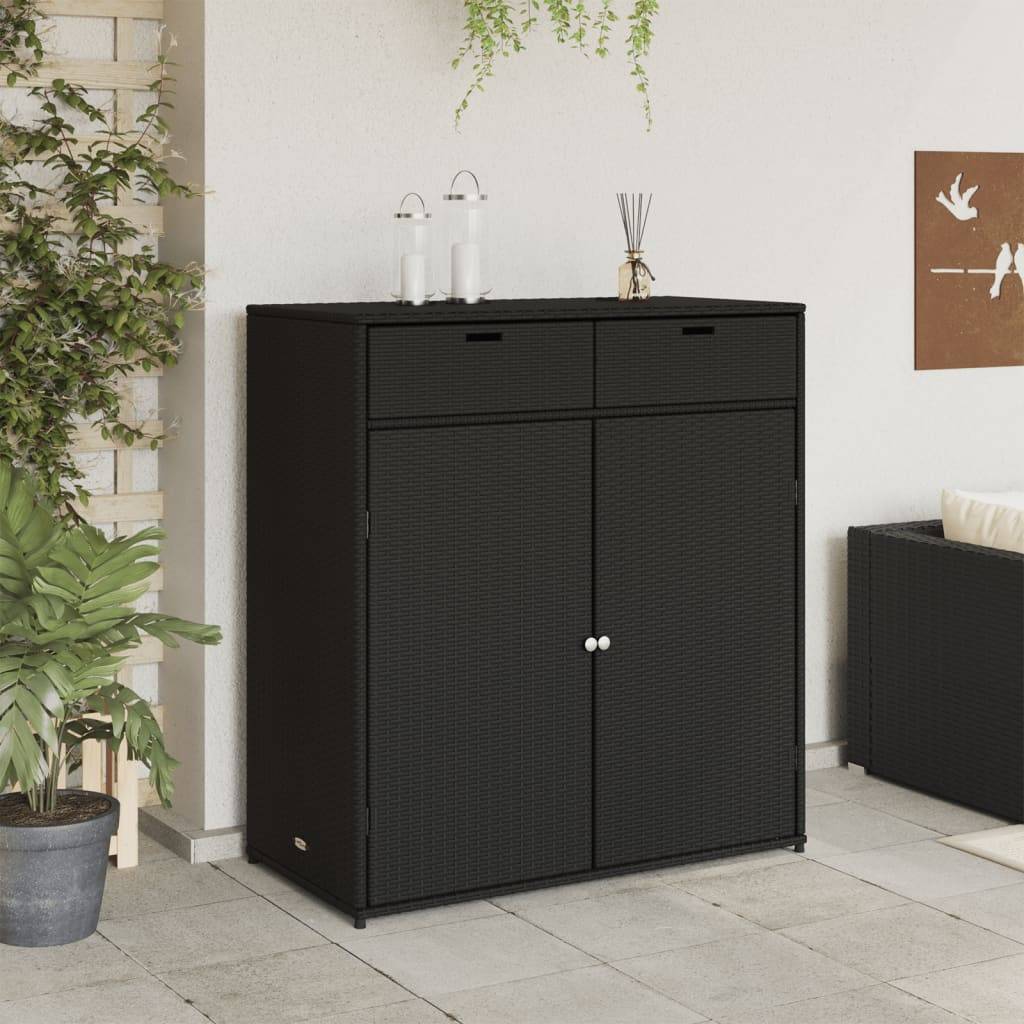 vidaXL Gartenschrank Schwarz 105x55x113 cm Poly Rattan