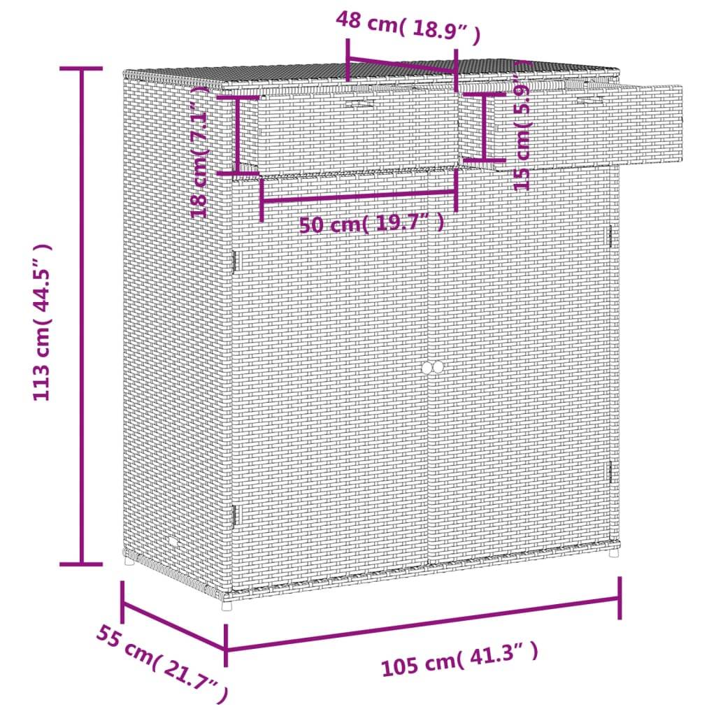 vidaXL Gartenschrank Schwarz 105x55x113 cm Poly Rattan