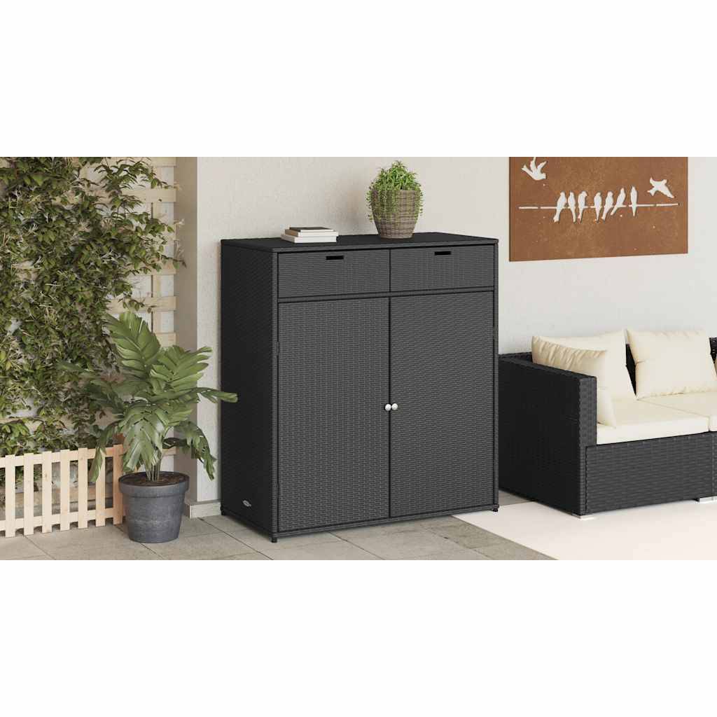 vidaXL Gartenschrank Schwarz 105x55x113 cm Poly Rattan