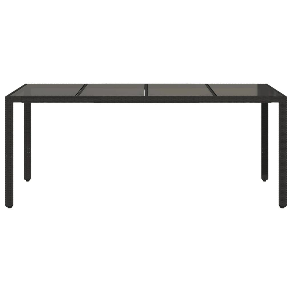 vidaXL Gartentisch mit Glasplatte Schwarz 190x90x75 cm Poly Rattan