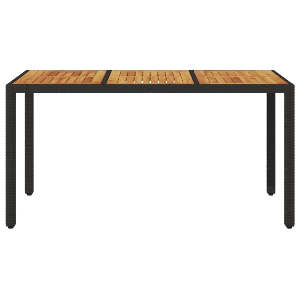 vidaXL Gartentisch mit Akazienholz-Platte Schwarz Poly Rattan