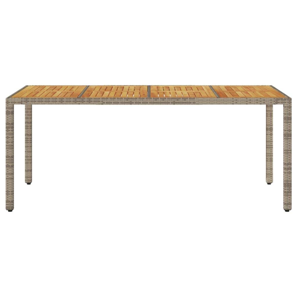 vidaXL Gartentisch mit Akazienholz-Platte Grau 190x90x75cm Poly Rattan