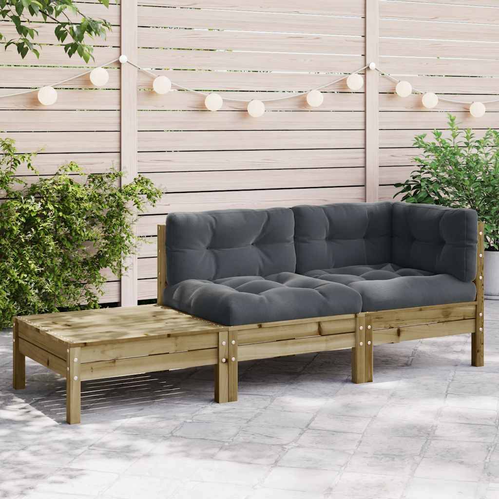 vidaXL Gartensofa mit Kissen und Fußhocker Kiefernholz Imprägniert