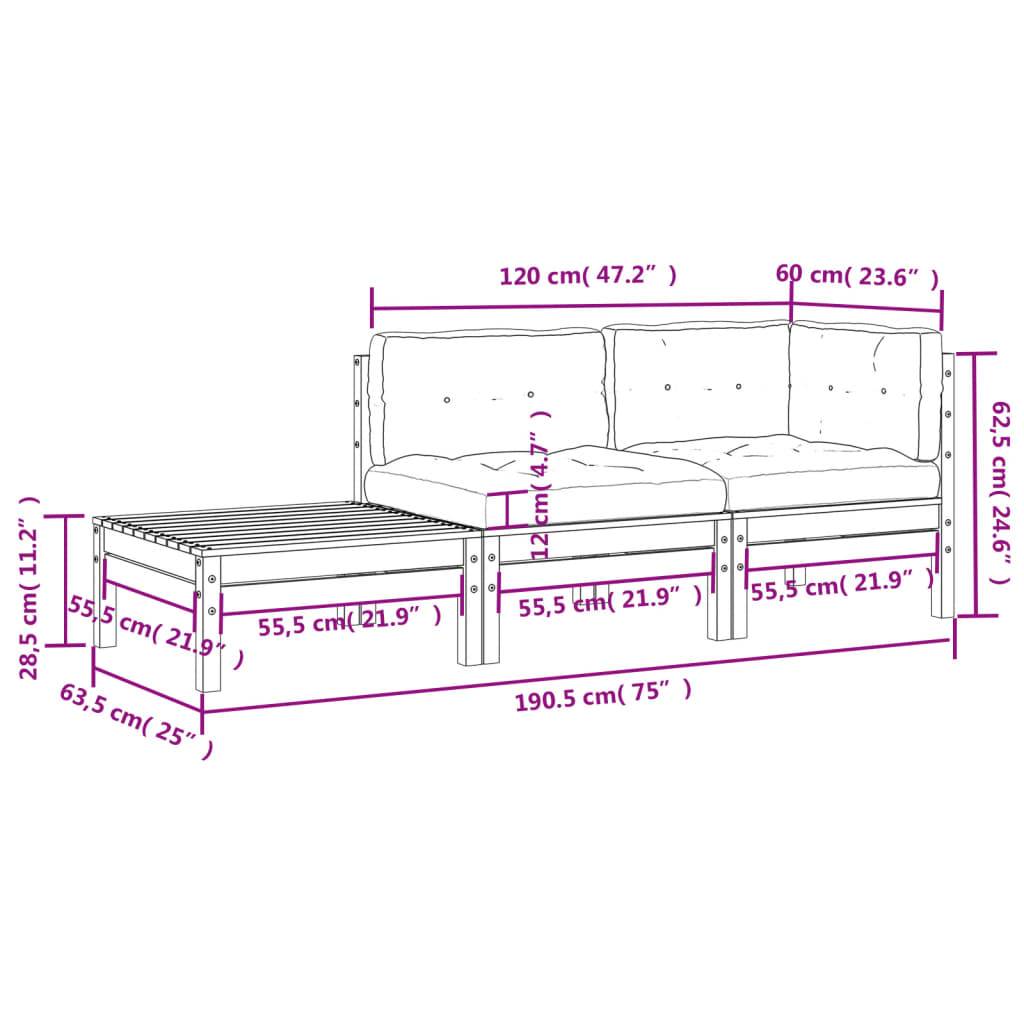 vidaXL Gartensofa mit Kissen und Fußhocker Kiefernholz Imprägniert