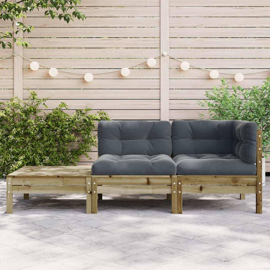 vidaXL Gartensofa mit Kissen und Fußhocker Kiefernholz Imprägniert