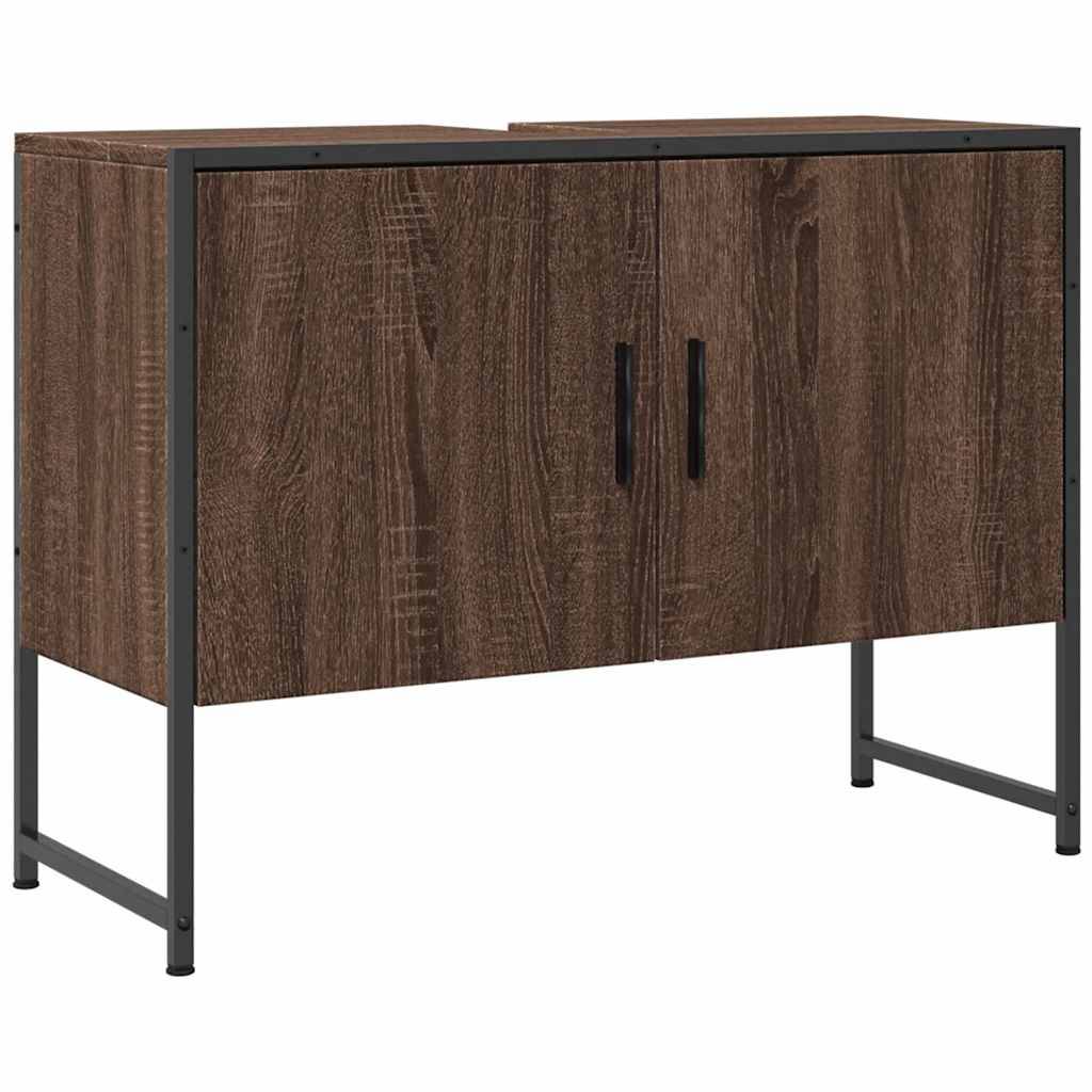 vidaXL Waschbeckenunterschrank Braun Eichen-Optik 80x33x60 cm