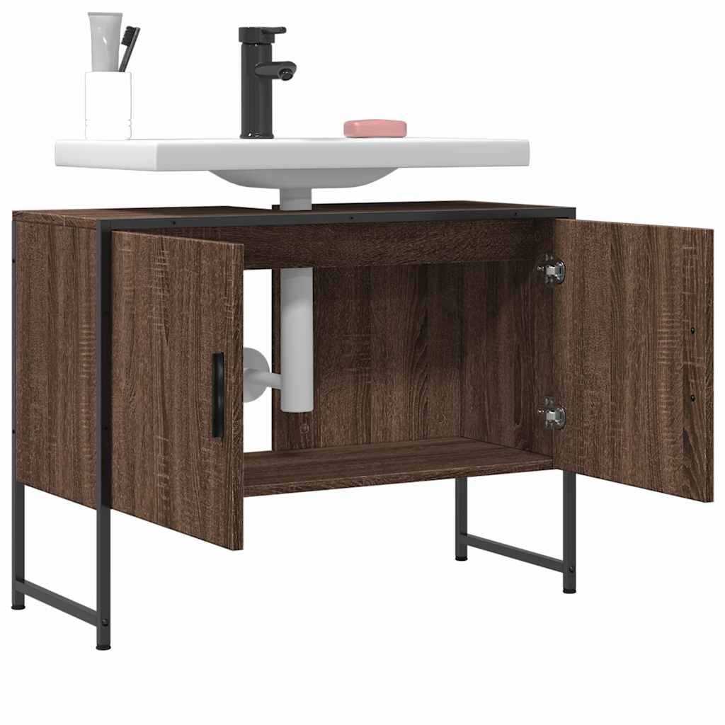 vidaXL Waschbeckenunterschrank Braun Eichen-Optik 80x33x60 cm