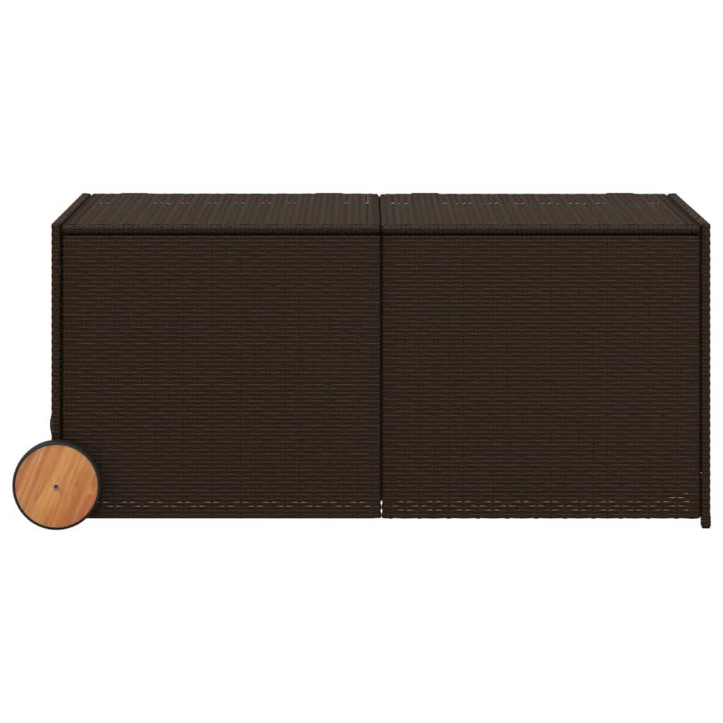 vidaXL Gartentruhe mit Rollen Braun 283L Poly Rattan
