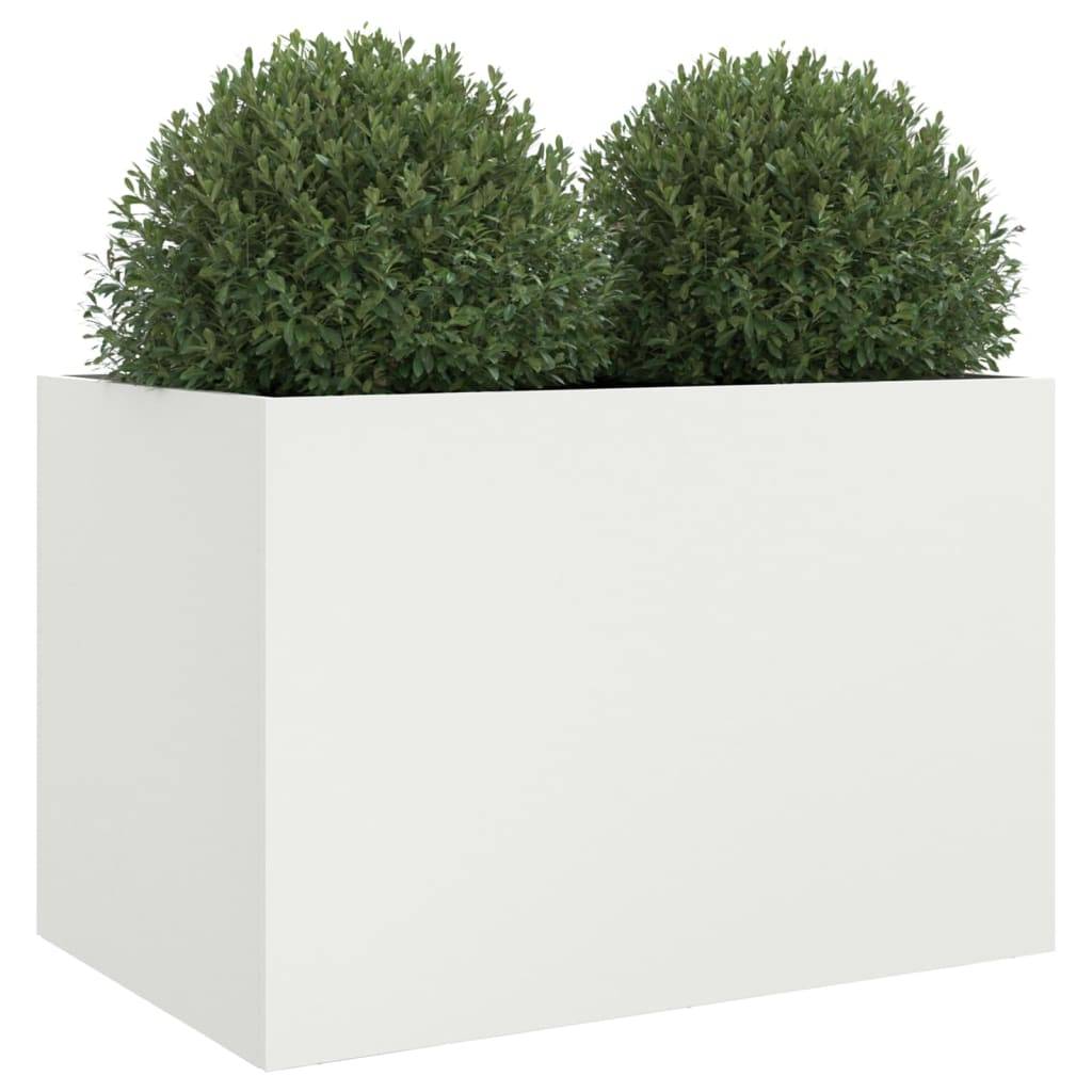 vidaXL Pflanzkübel Weiß 62x40x39 cm Stahl